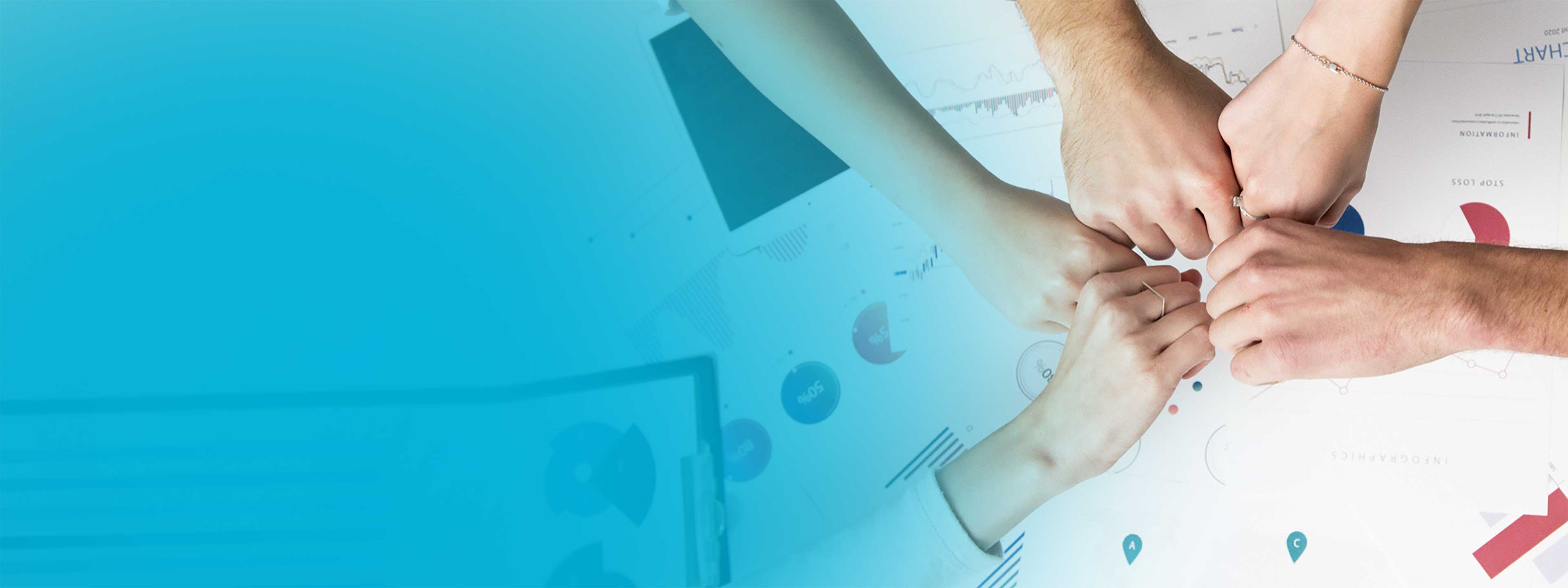 An image of people’s hands holding together signifying partnership with ReflectionBio.